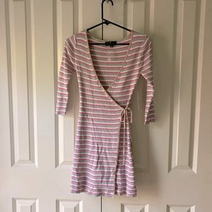 Lulus Striped Wrap Dress M NWT